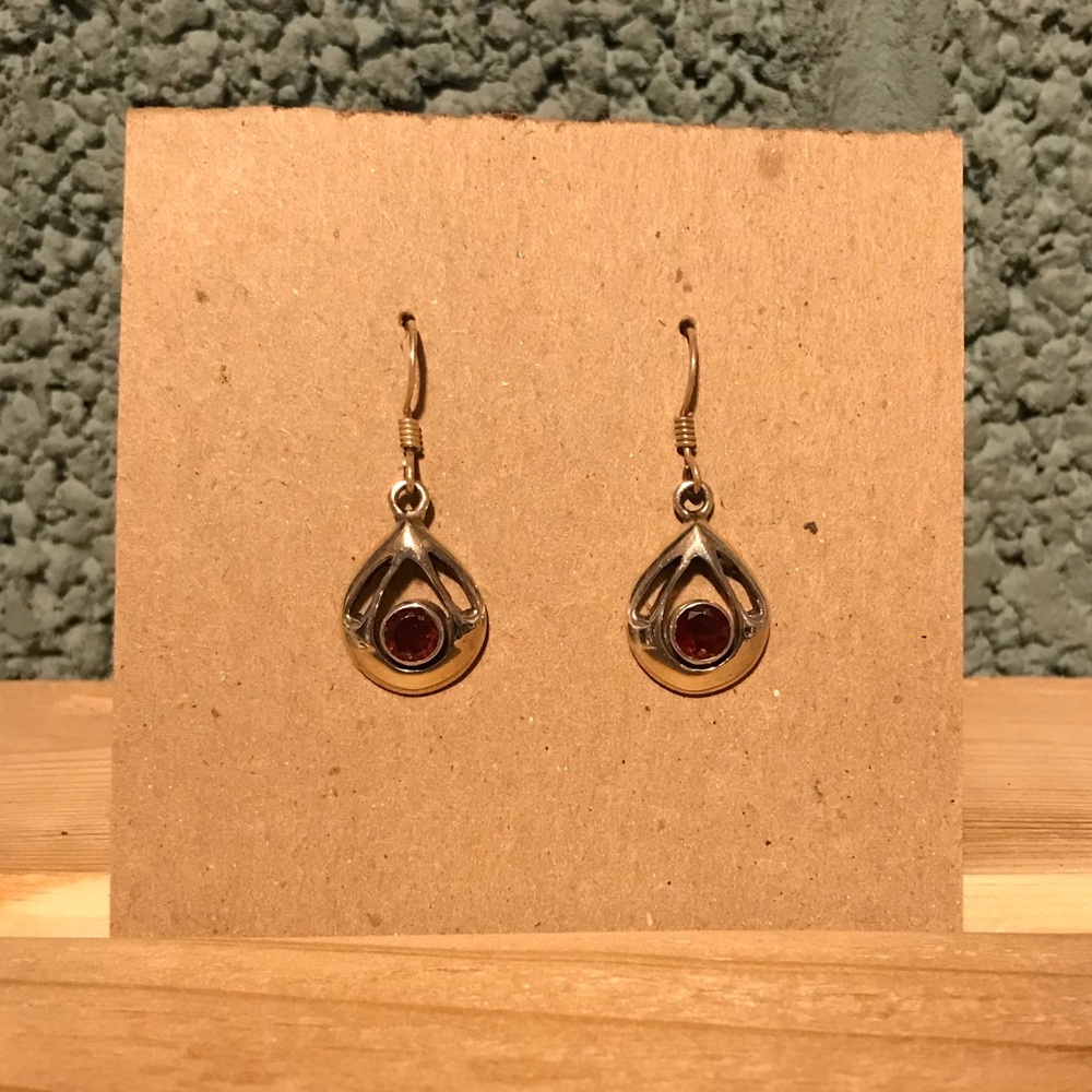 New red stone earrings